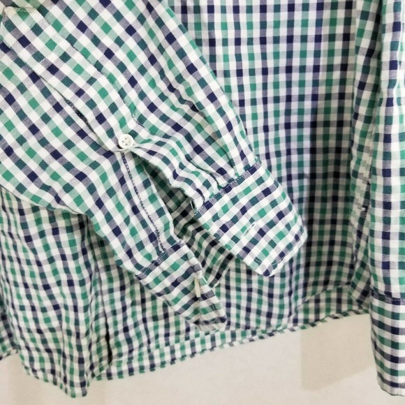 J. Crew Mens XL Green White Blue Regular Slim Fit Casual Shirt Check Button Down - Picture 6 of 11